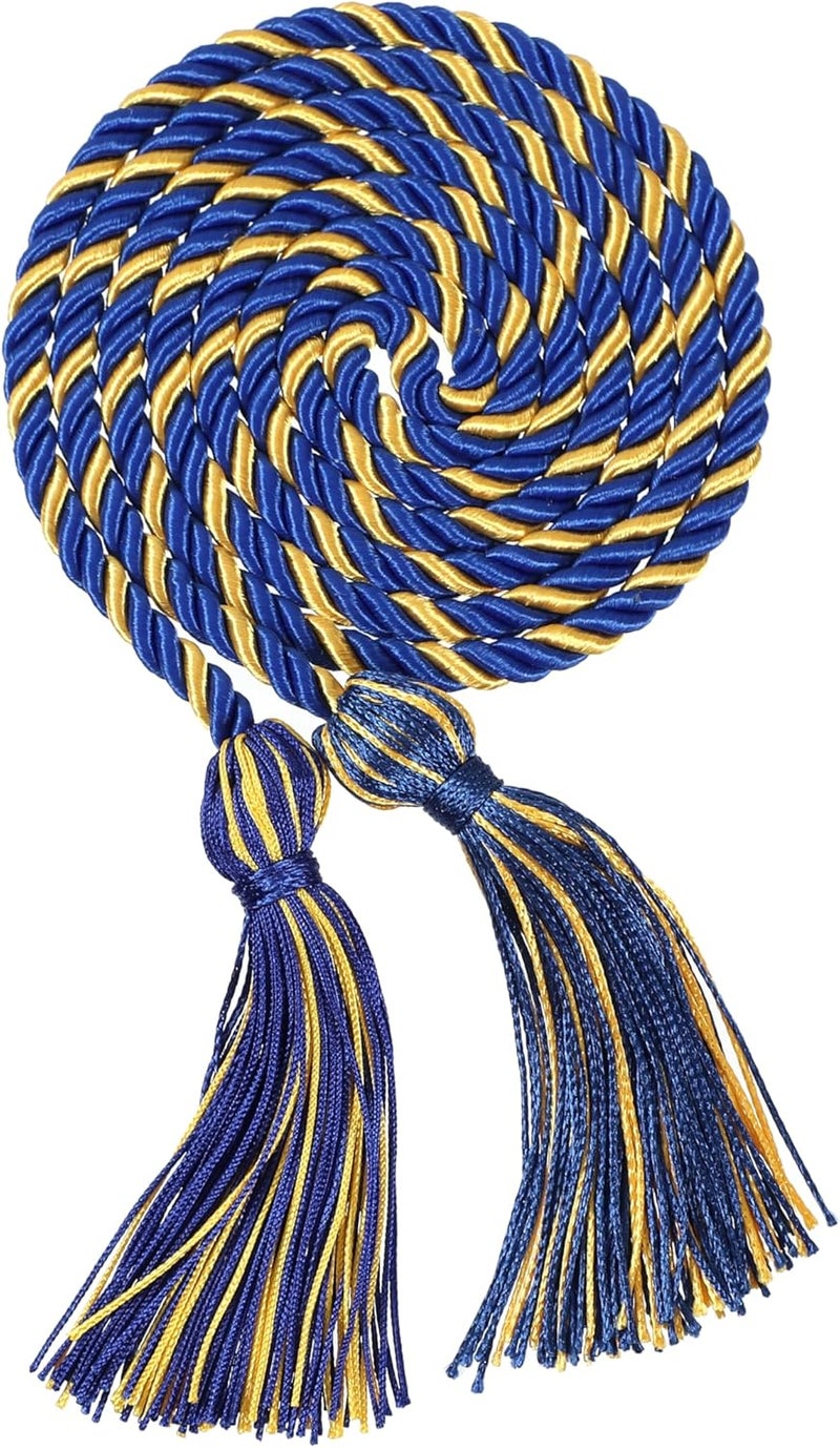 Erligo 2Pcs Graduation Multi Color Braided Honor Cords with Tassel for High School Bachelor Master Doctor 68" Long (Royal Blue Gold) - Image 2